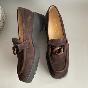 BRUNATE Italy Brown Suede Loafers Extralight 40/9